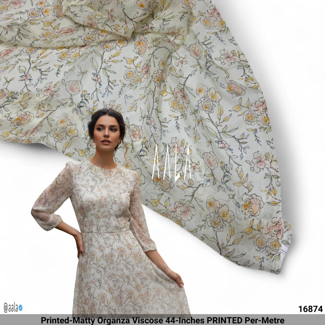 Printed-Matty Organza Viscose 44-Inches PRINTED Per-Metre