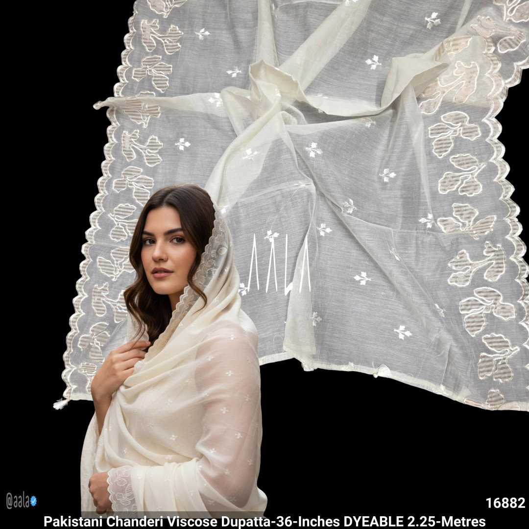 Pakistani Chanderi Viscose Dupatta-36-Inches DYEABLE 2.25-Metres