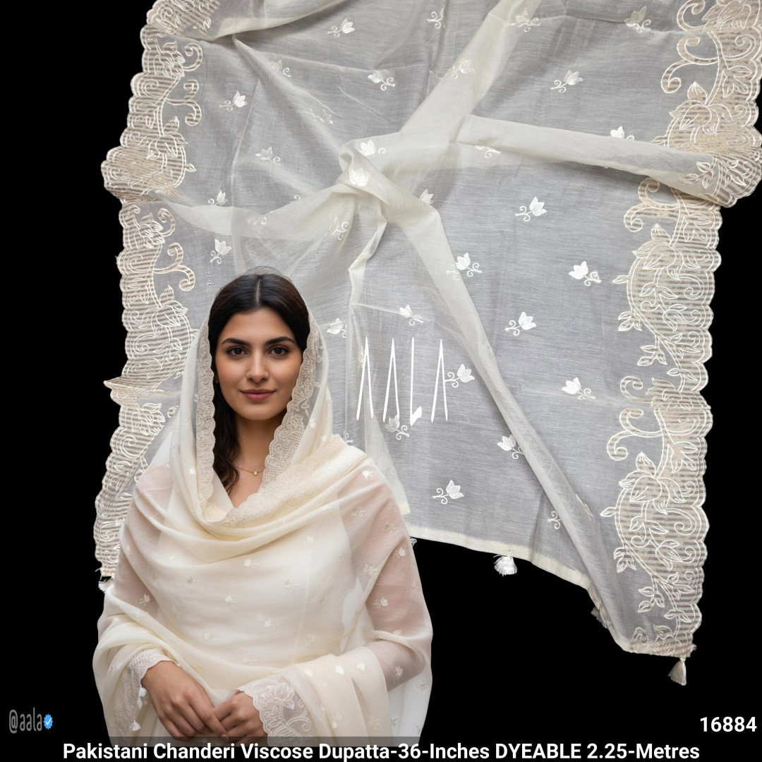 Pakistani Chanderi Viscose Dupatta-36-Inches DYEABLE 2.25-Metres