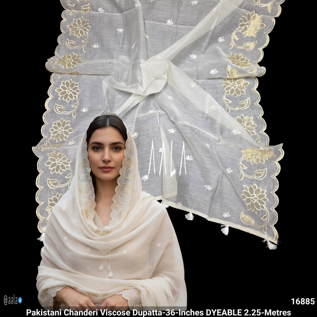 Pakistani Chanderi Viscose Dupatta-36-Inches DYEABLE 2.25-Metres