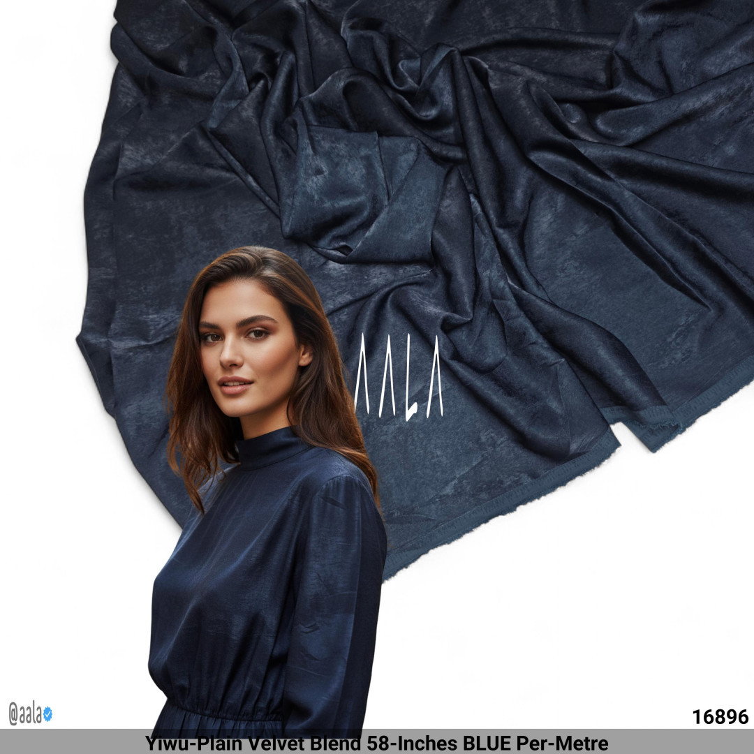 Yiwu-Plain Velvet Blend 58-Inches BLUE Per-Metre