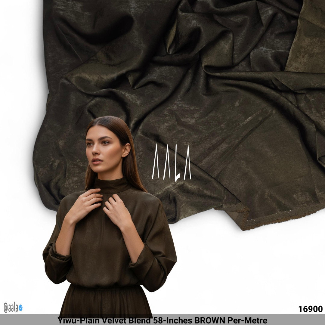 Yiwu-Plain Velvet Blend 58-Inches BROWN Per-Metre