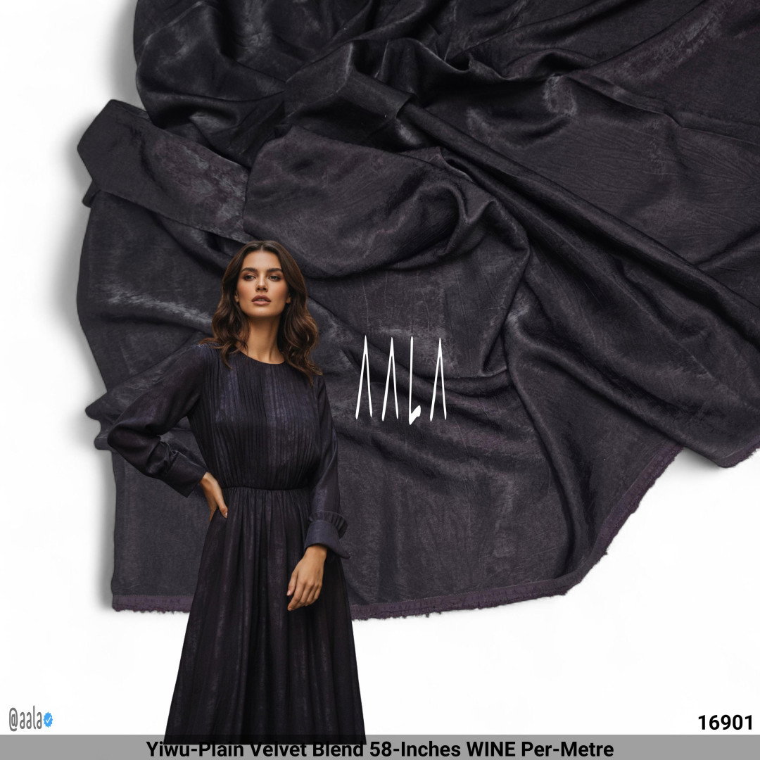 Yiwu-Plain Velvet Blend 58-Inches WINE Per-Metre