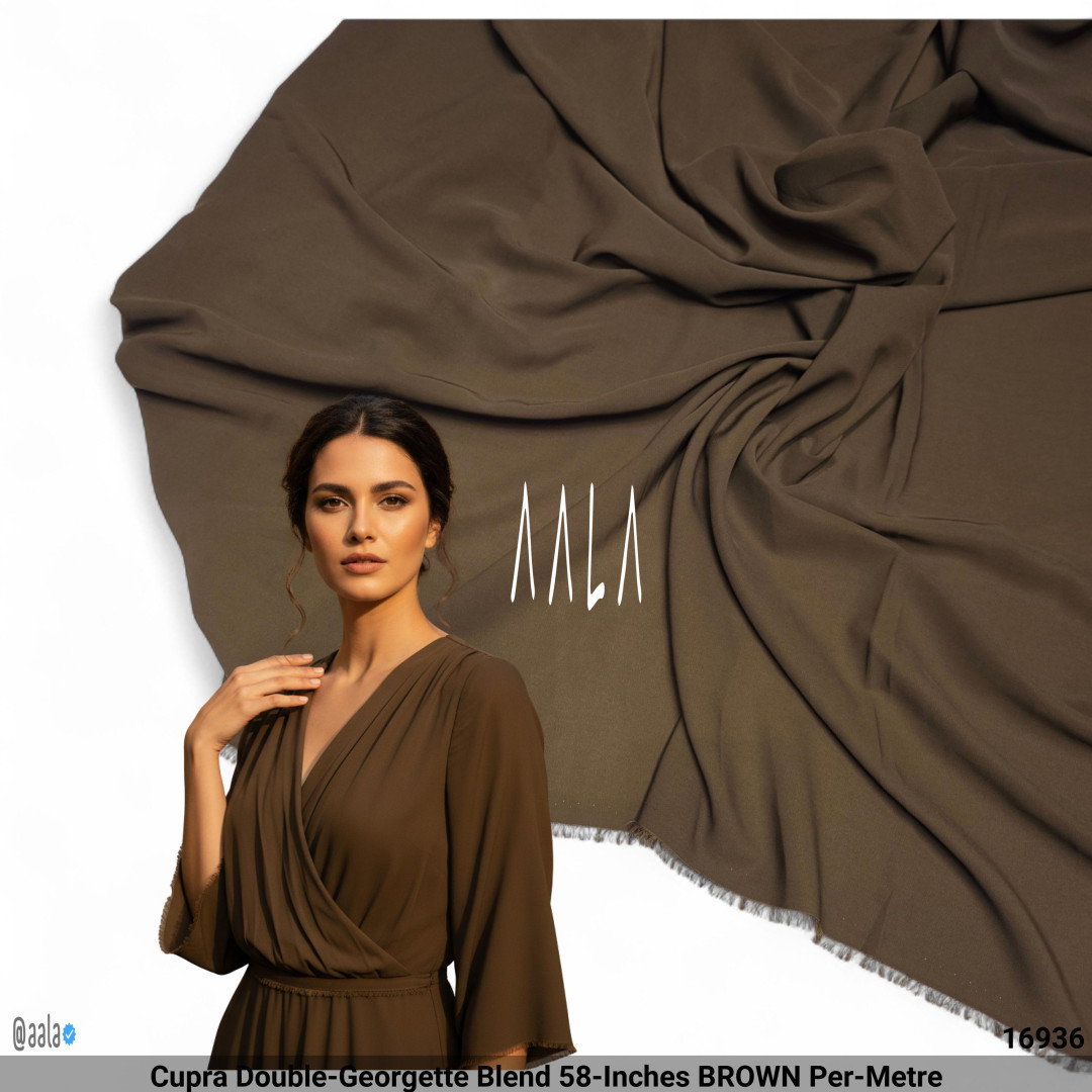 Cupra Double-Georgette Blend 58-Inches BROWN Per-Metre