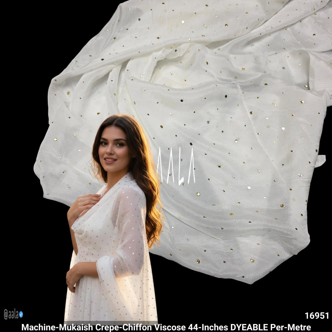 Machine-Mukaish Crepe-Chiffon Viscose 44-Inches DYEABLE Per-Metre
