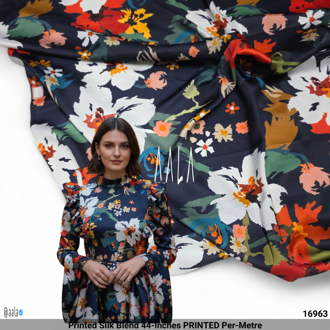 Printed Silk Blend 44-Inches PRINTED Per-Metre