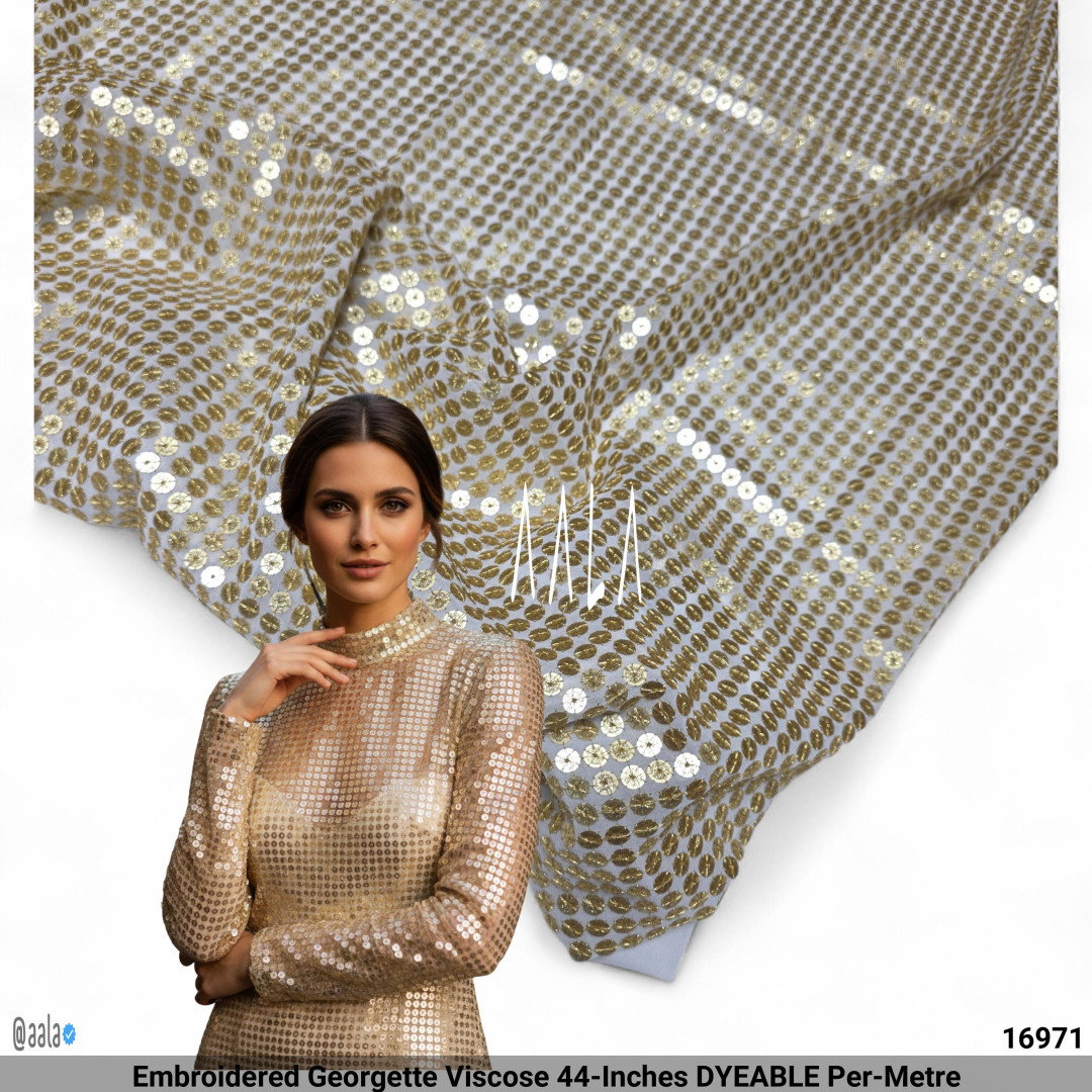 Embroidered Georgette Viscose 44-Inches DYEABLE Per-Metre