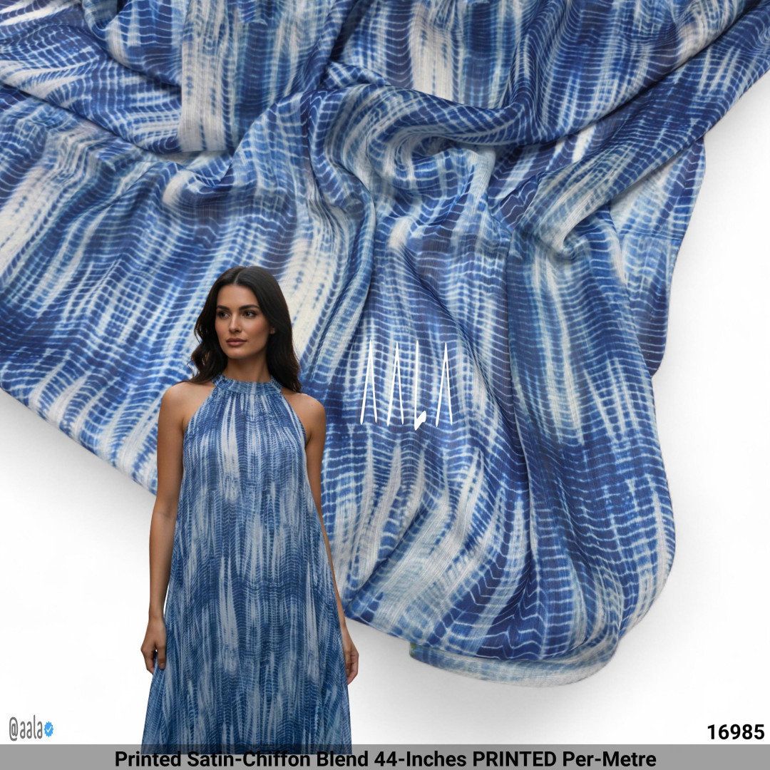 Printed Satin-Chiffon Blend 44-Inches PRINTED Per-Metre