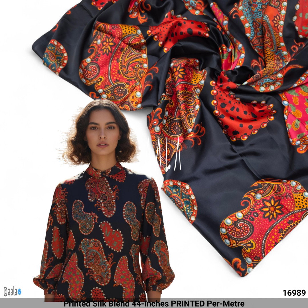 Printed Silk Blend 44-Inches PRINTED Per-Metre