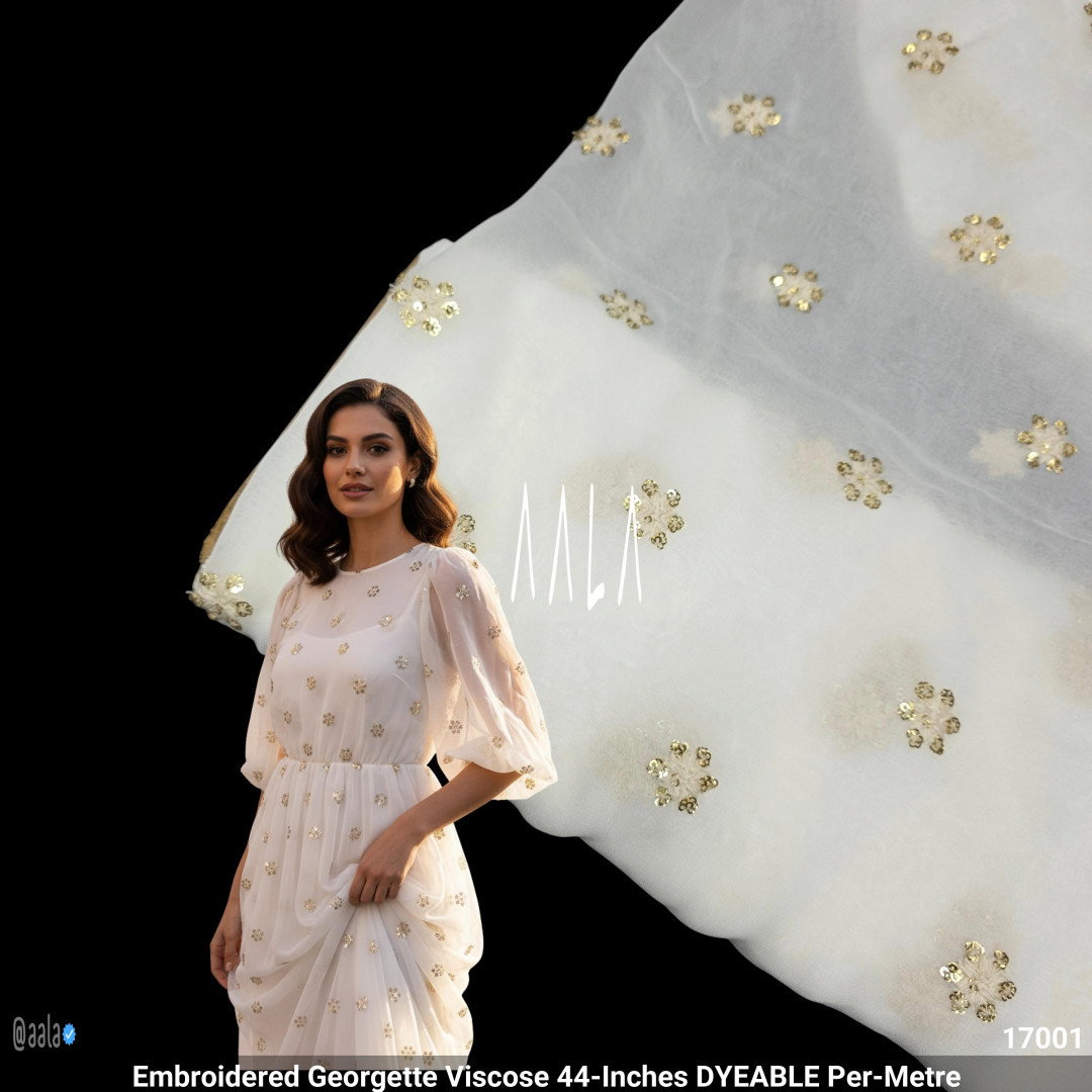 Embroidered Georgette Viscose 44-Inches DYEABLE Per-Metre