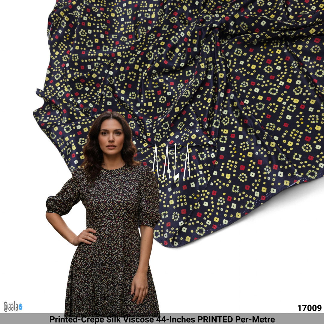 Printed-Crepe Silk Viscose 44-Inches PRINTED Per-Metre