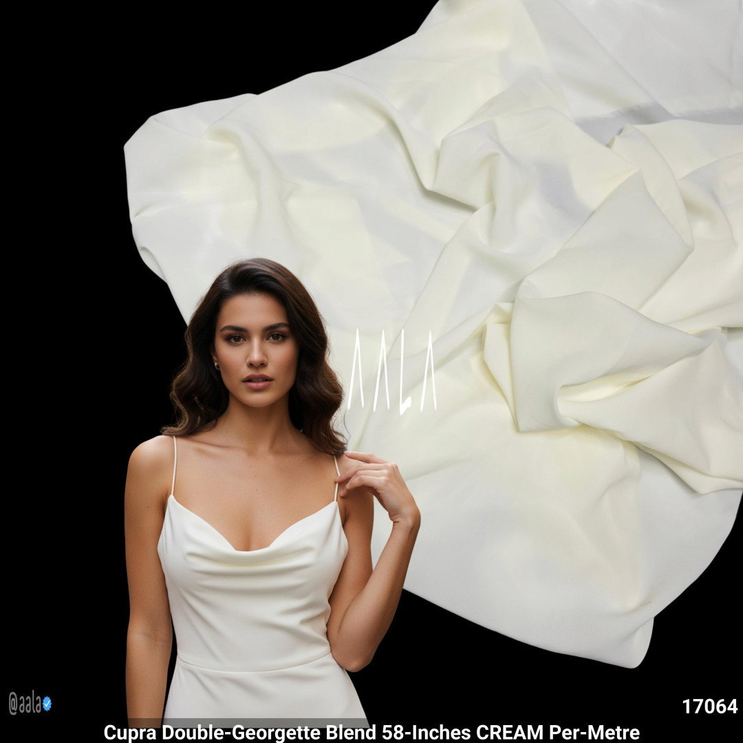 Cupra Double-Georgette Blend 58-Inches CREAM Per-Metre