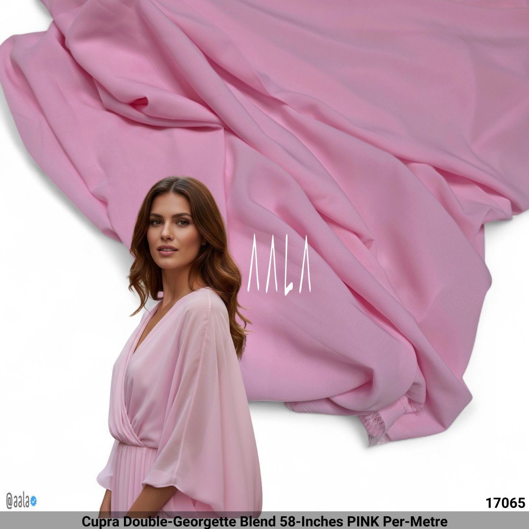 Cupra Double-Georgette Blend 58-Inches PINK Per-Metre
