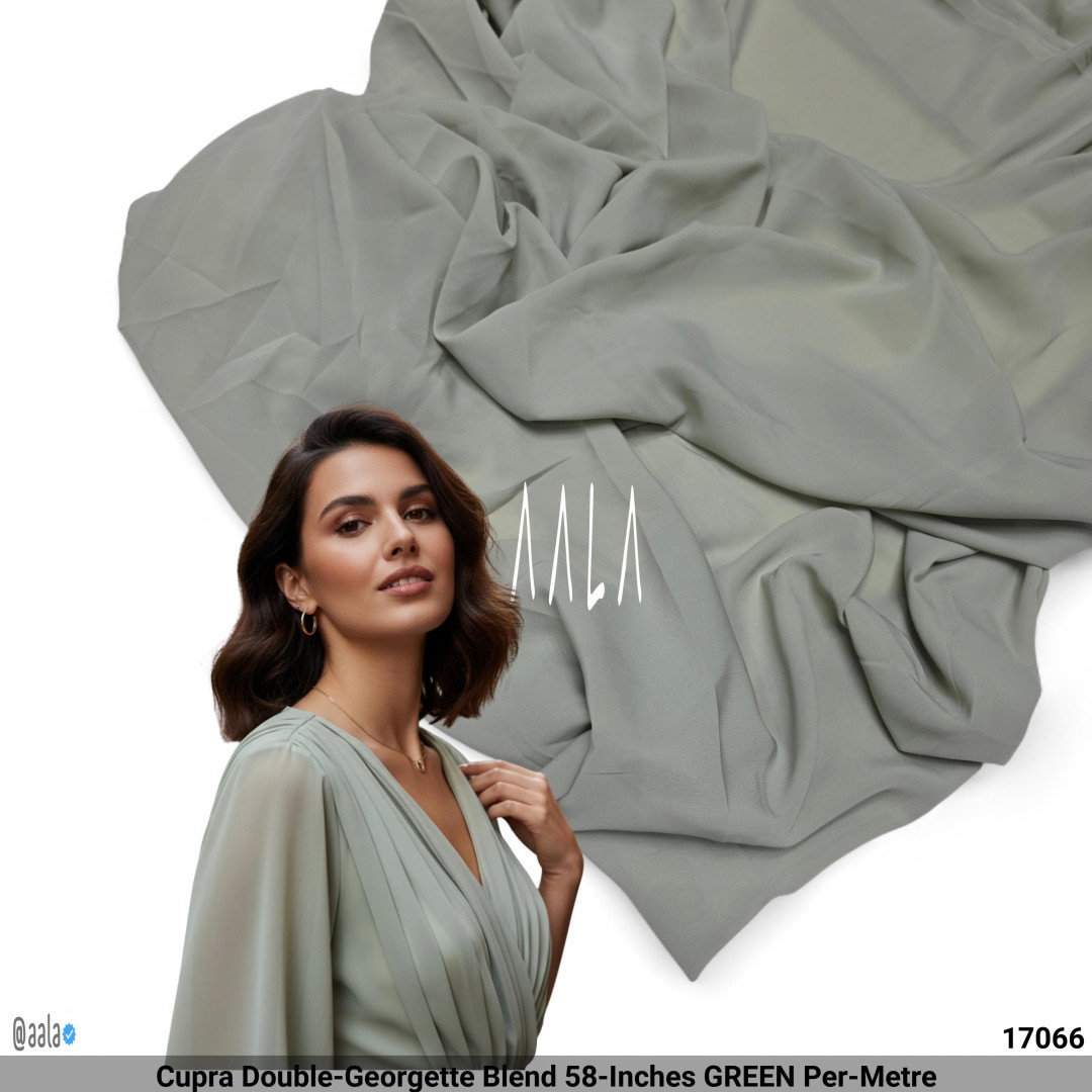 Cupra Double-Georgette Blend 58-Inches GREEN Per-Metre