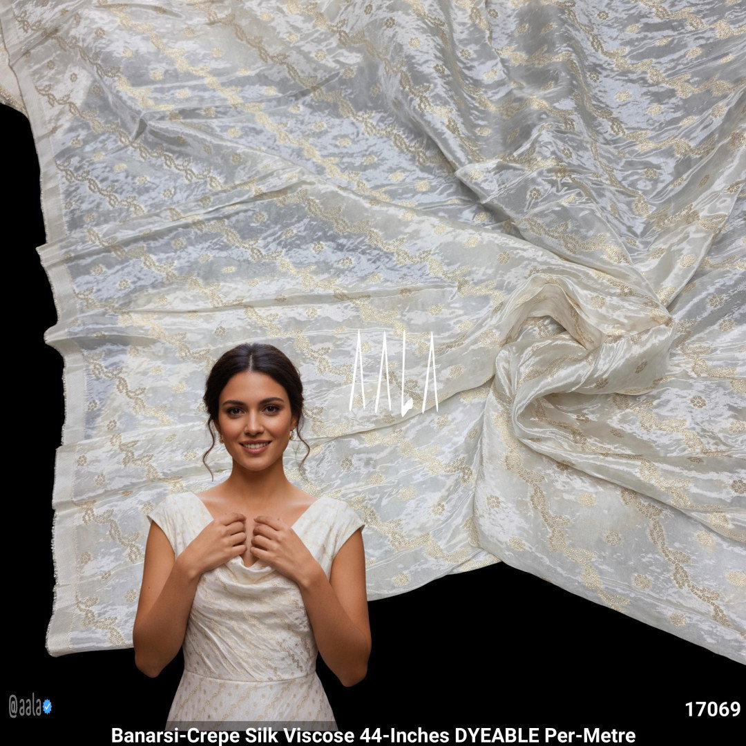 Banarsi-Crepe Silk Viscose 44-Inches DYEABLE Per-Metre