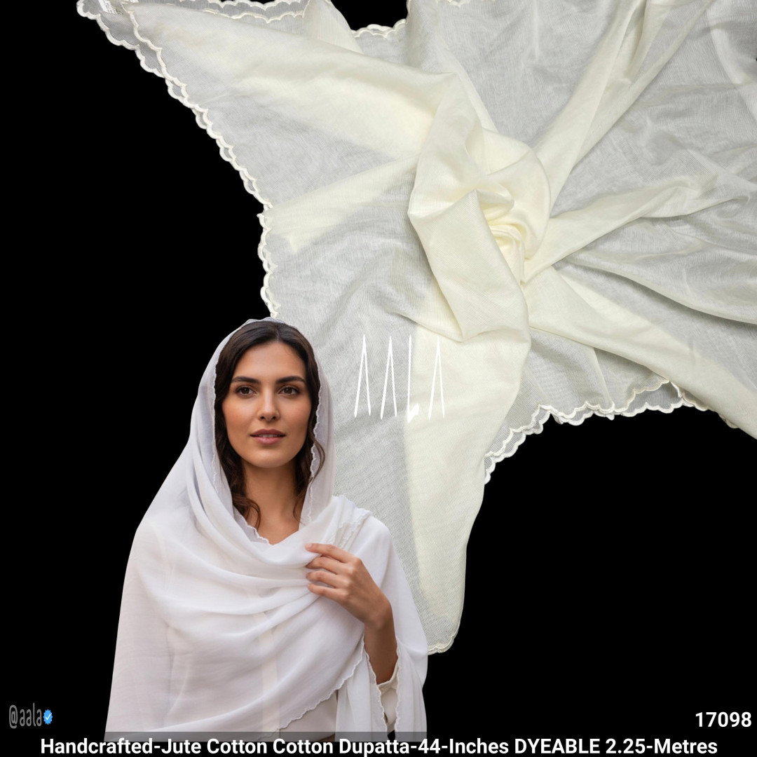 Handcrafted-Jute Cotton Cotton Dupatta-44-Inches DYEABLE 2.25-Metres