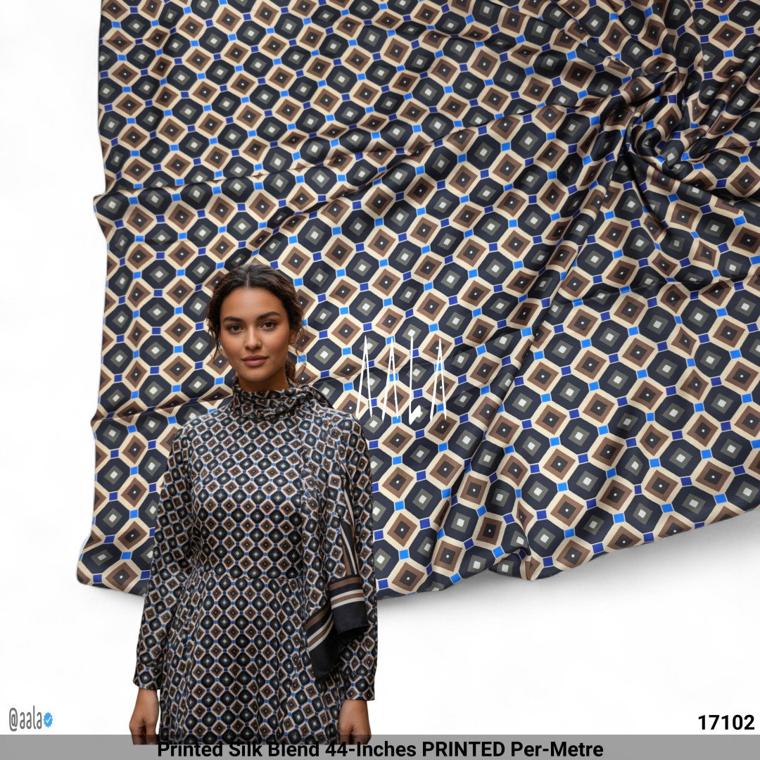 Printed Silk Blend 44-Inches PRINTED Per-Metre