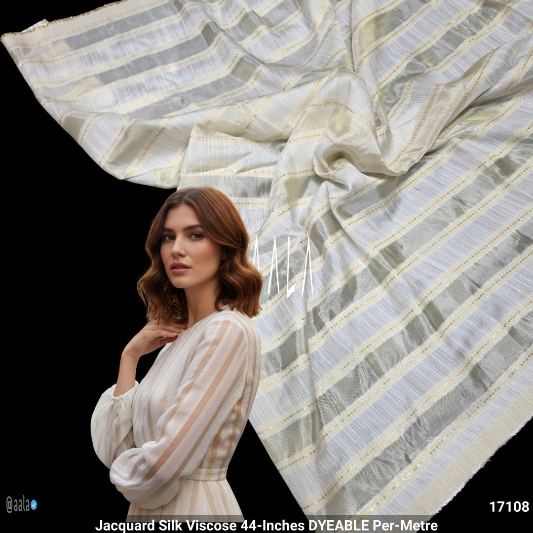 Jacquard Silk Viscose 44-Inches DYEABLE Per-Metre
