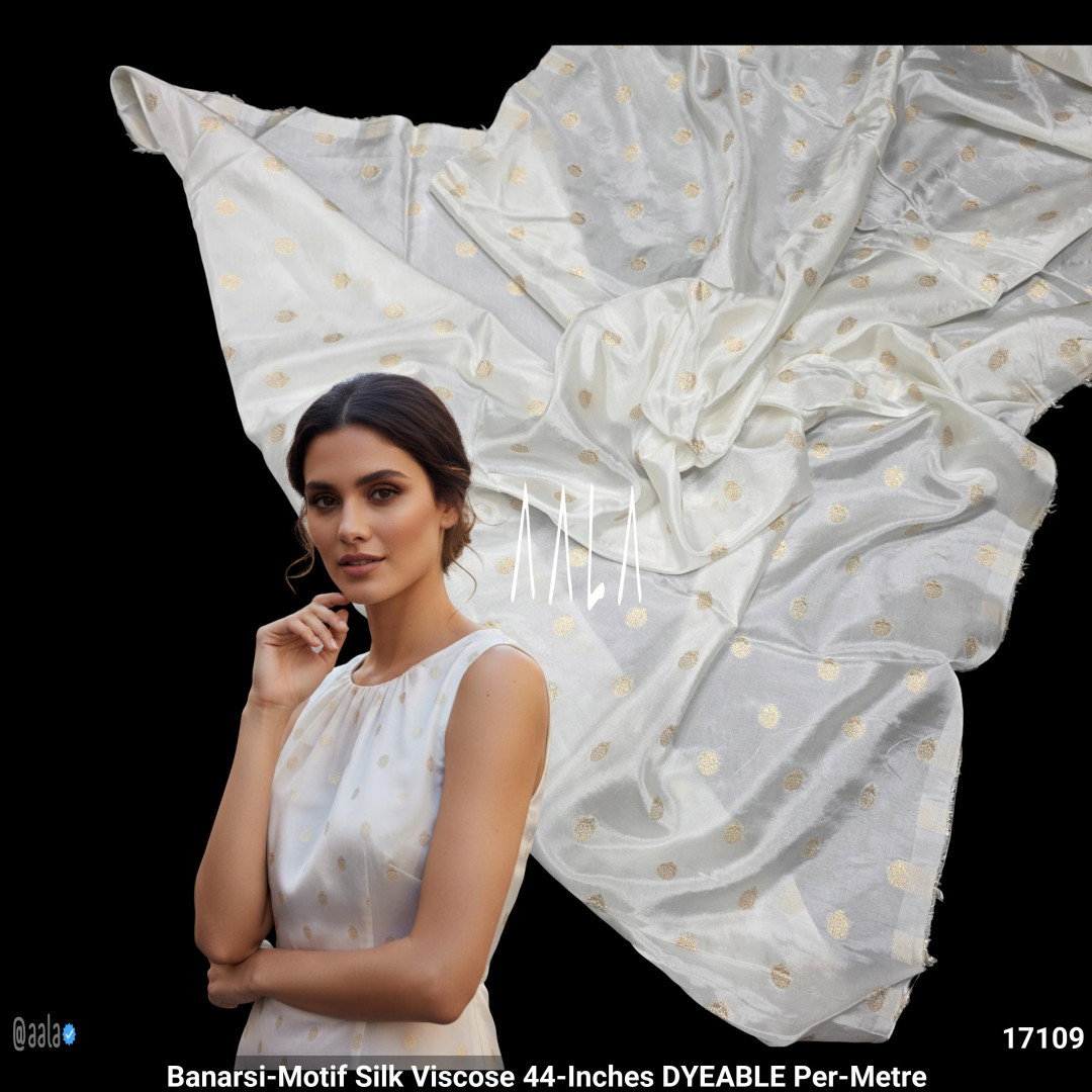 Banarsi-Motif Silk Viscose 44-Inches DYEABLE Per-Metre