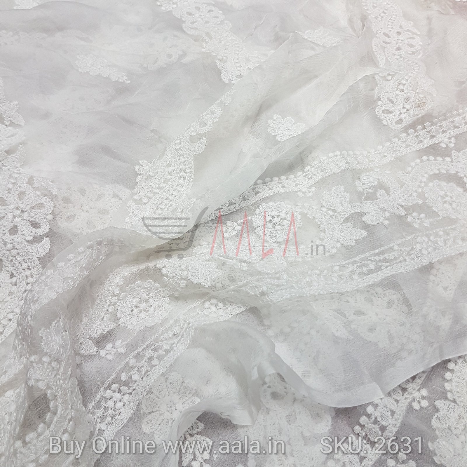 Embroidered Chiffon Viscose 42 Inches Dyeable 2.25 Metres #2631