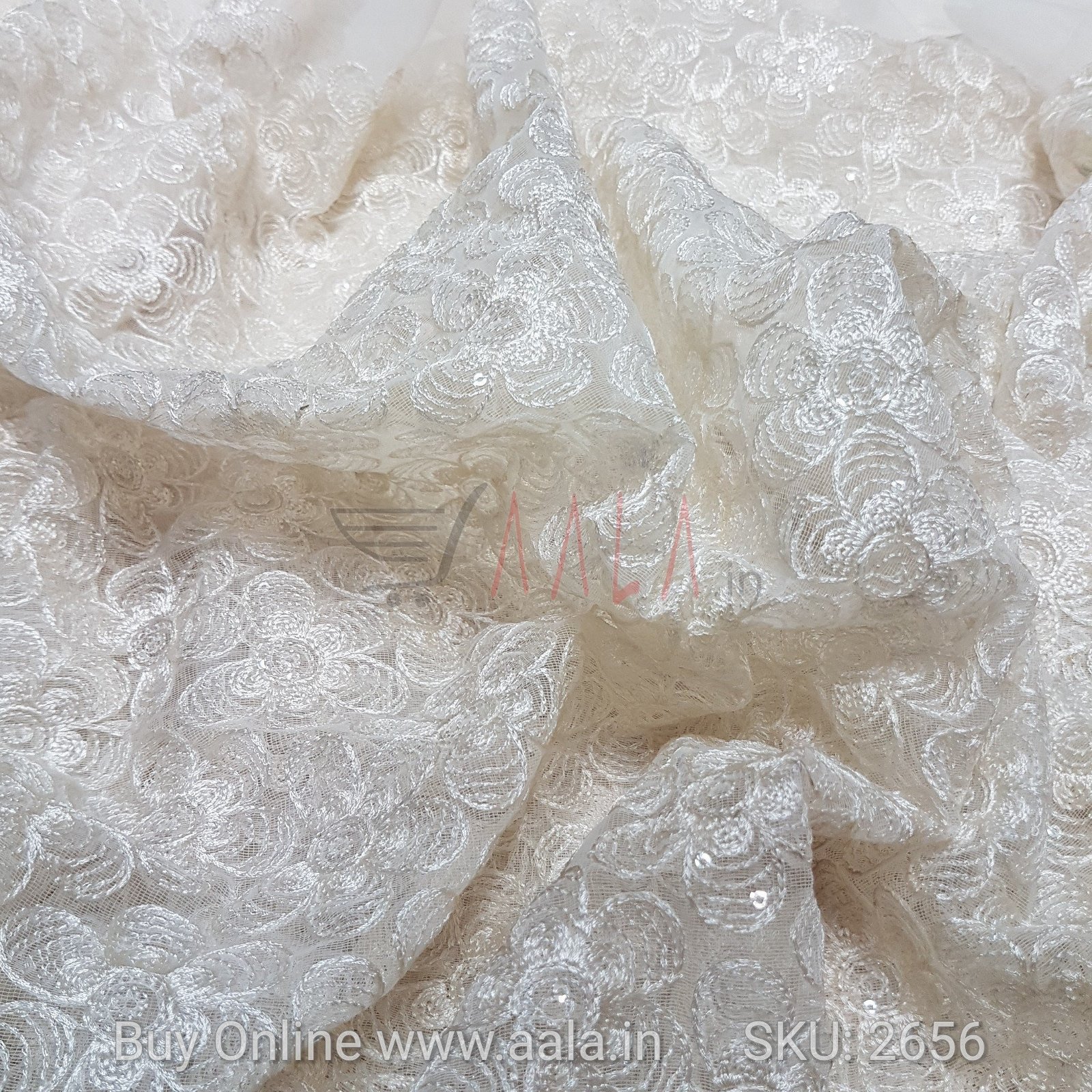 Embroidered Net Nylon 44 Inches Dyeable Per Metre #2656