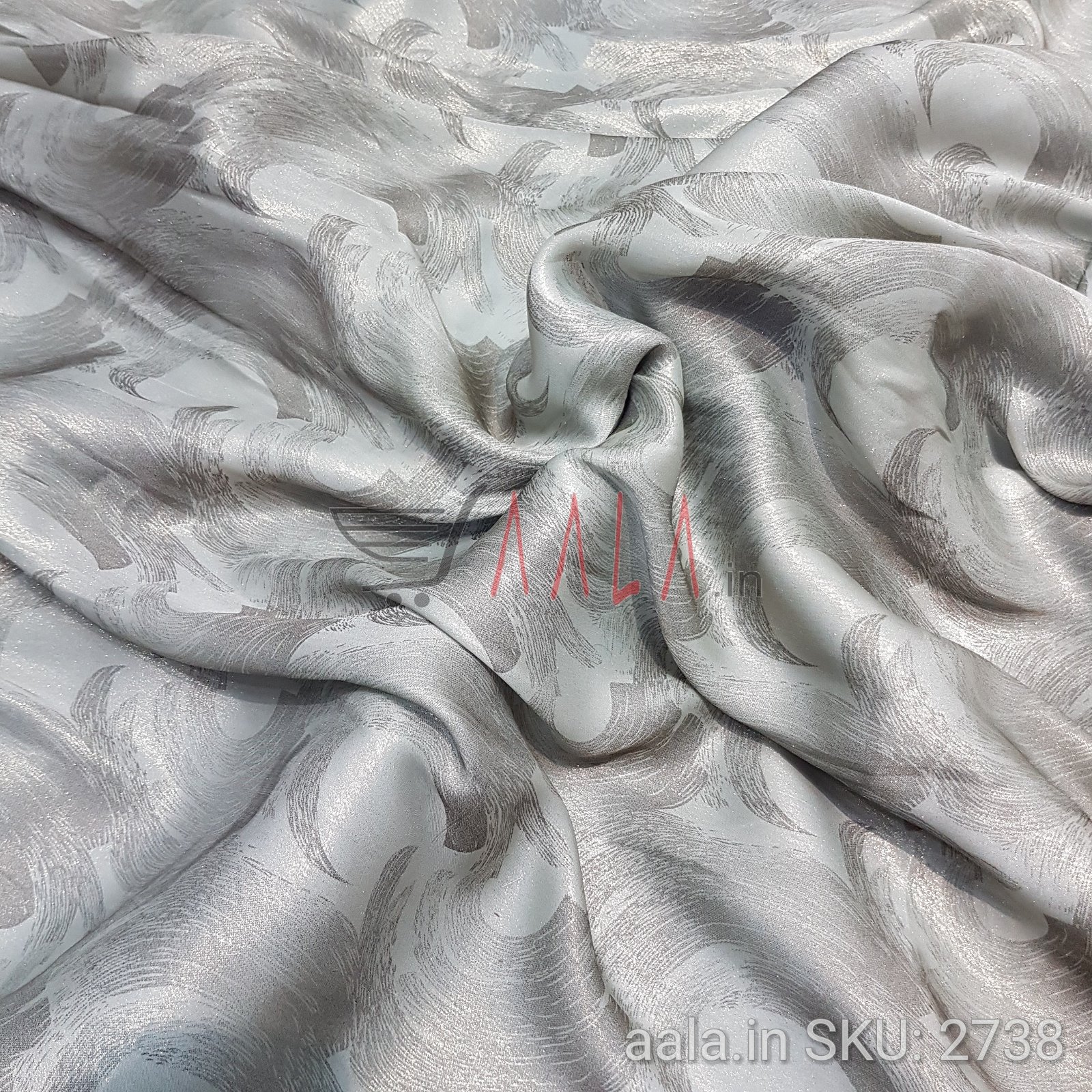 Foil Print Satin Georgette Poly-ester 44 Inches Dyed Per Metre #2738
