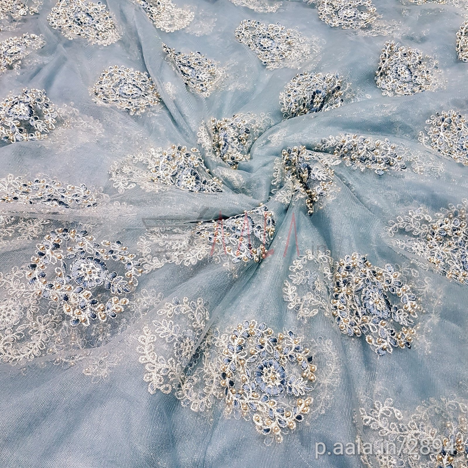 Embroidered Net Poly-ester 56 Inches Dyed Per Metre #2894