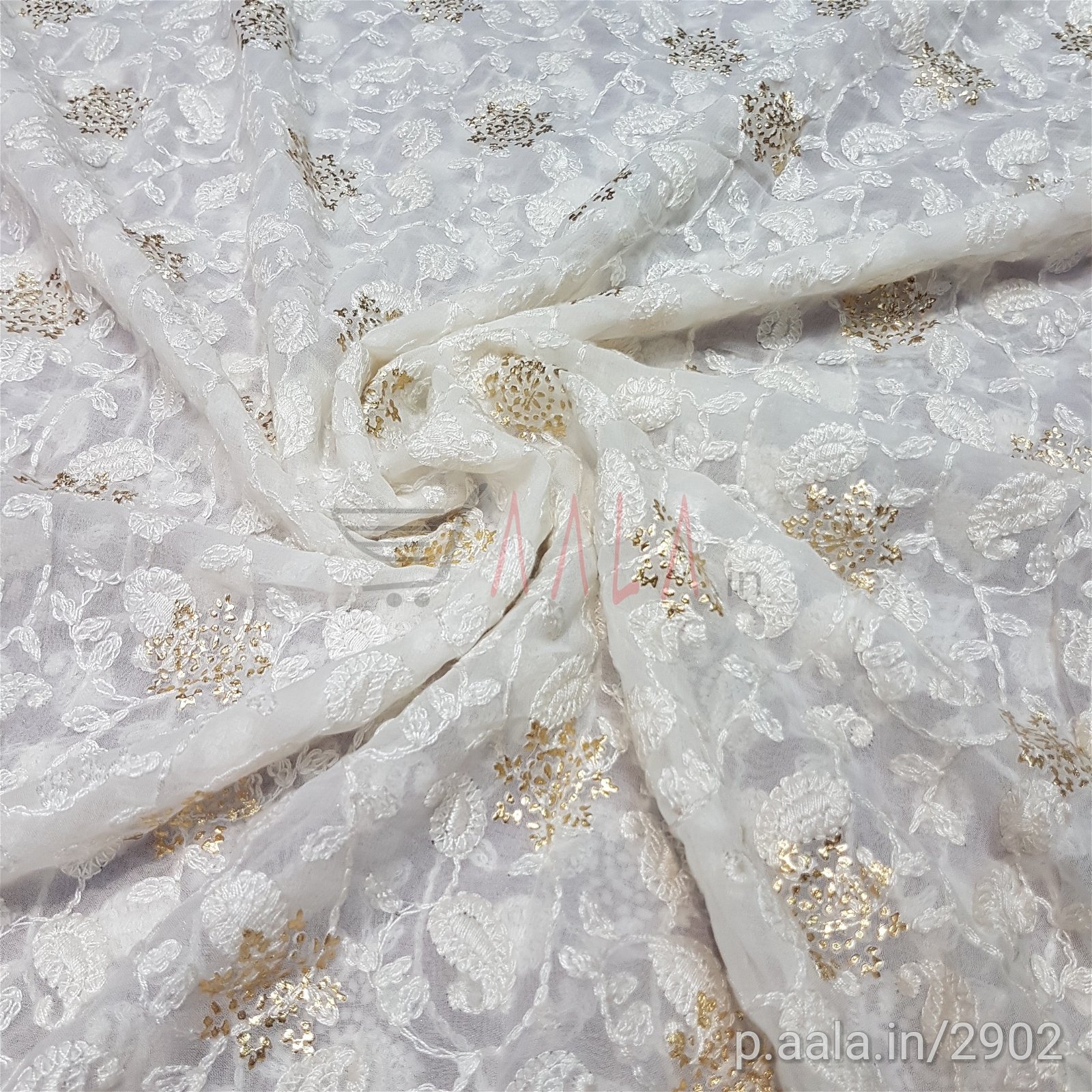 Embroidered Foil Georgette Viscose 44 Inches Dyeable Per Metre #2902