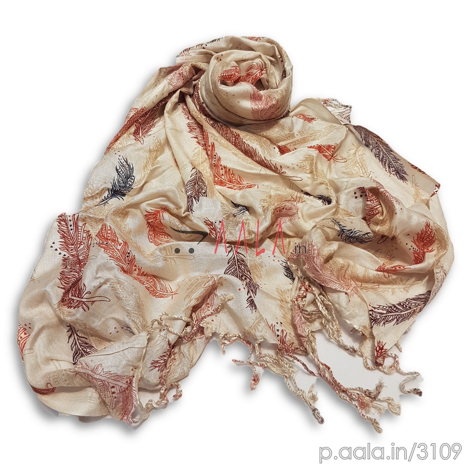 Printed Pashmina Stole 22 Inches Dyed 2.25 Metres #3109