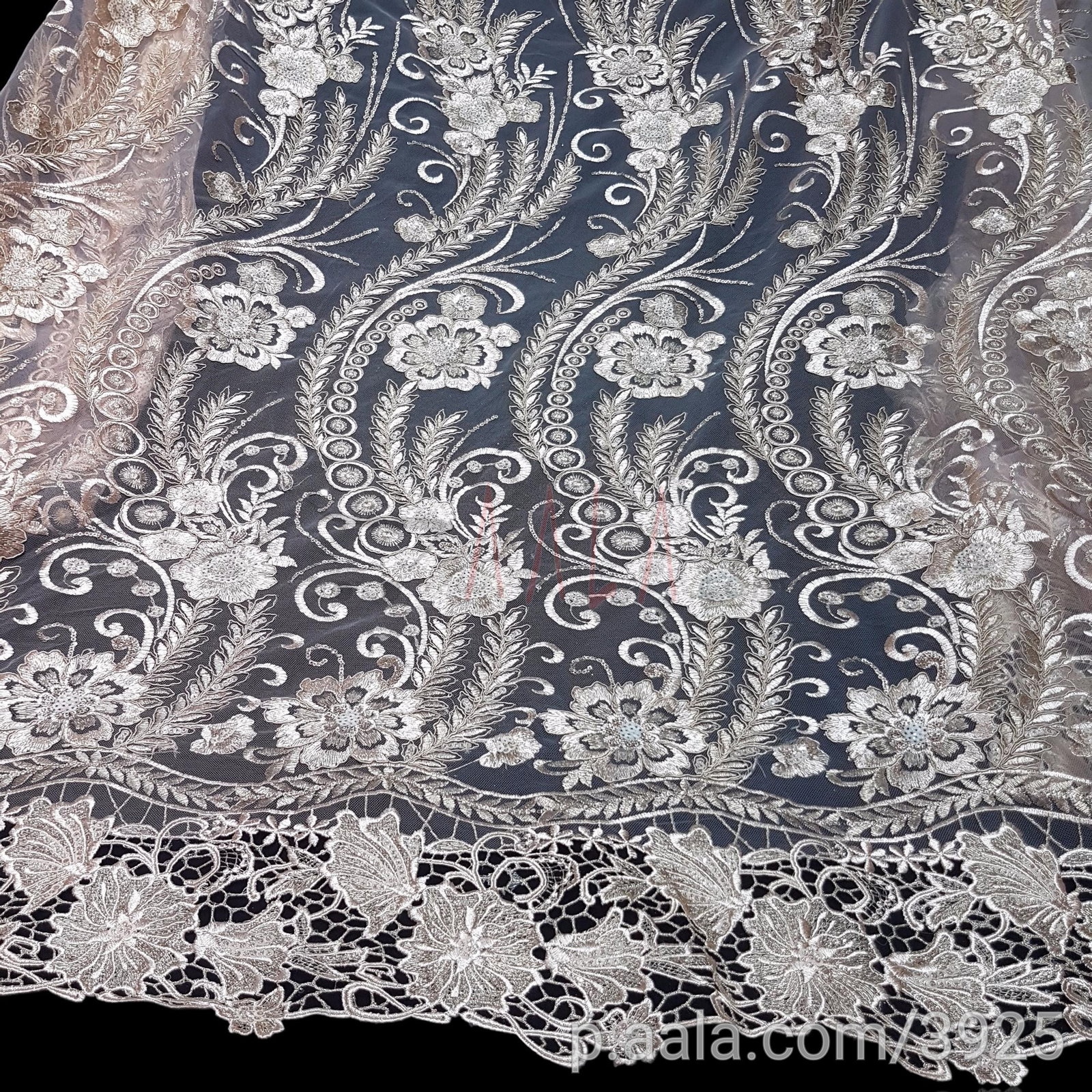 Embroidered Net Blend 52 Inches Dyed Per Metre 