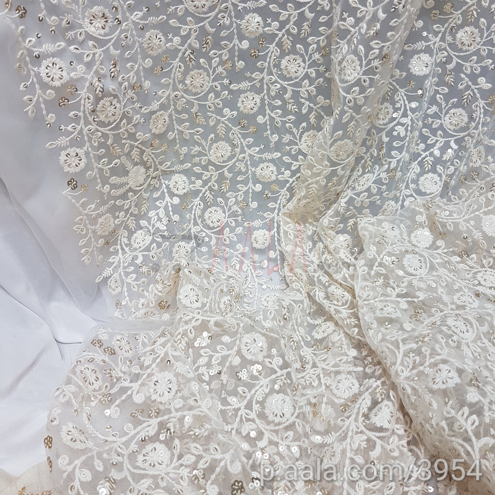 Embroidered Net Blend 44 Inches Dyed Per Metre 