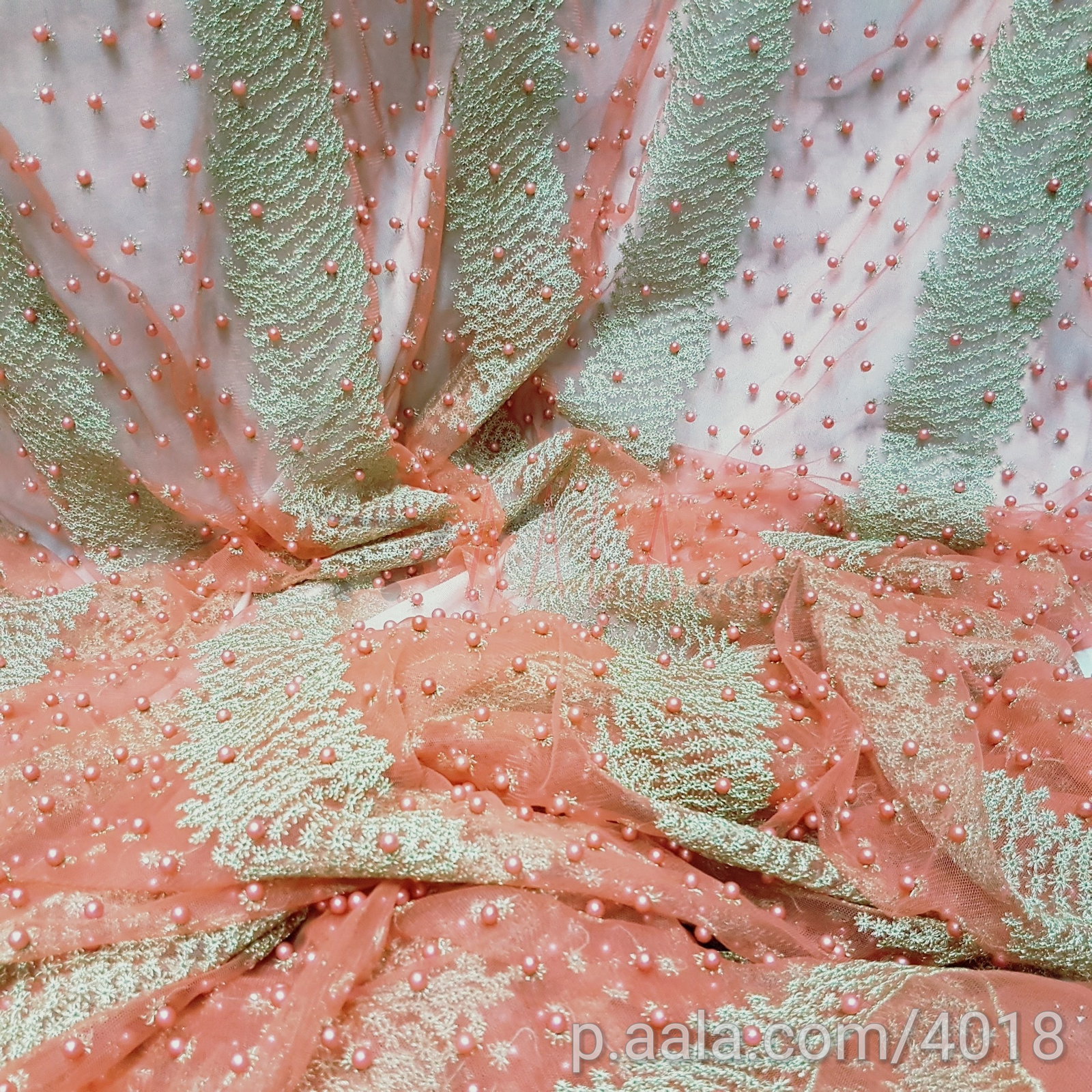 Embroidered Net Blend 56 Inches Dyed Per Metre 
