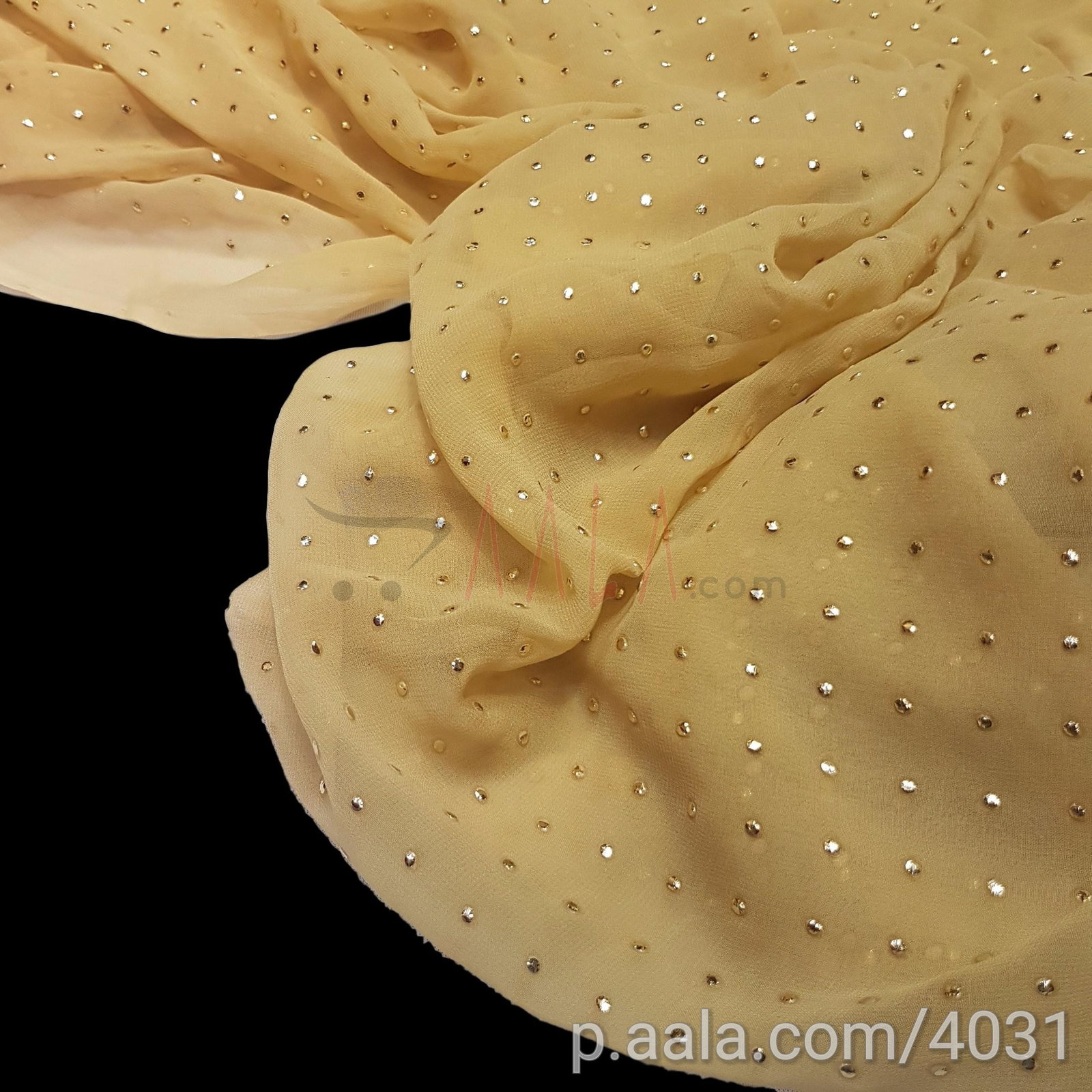 Machine Mukaish Georgette Viscose 44 Inches Dyed Per Metre 