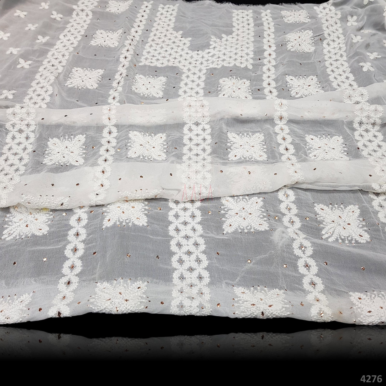 Mukaish Lucknowi Georgette Viscose 44 Inches Dyeable 1.25 Metres 