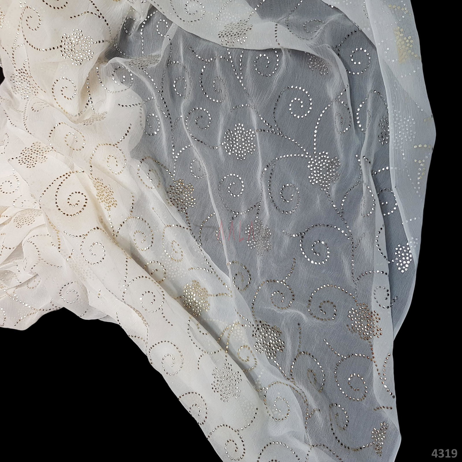 Machine Mukaish Crepe Chiffon Viscose 44 Inches Dyeable Per Metre 