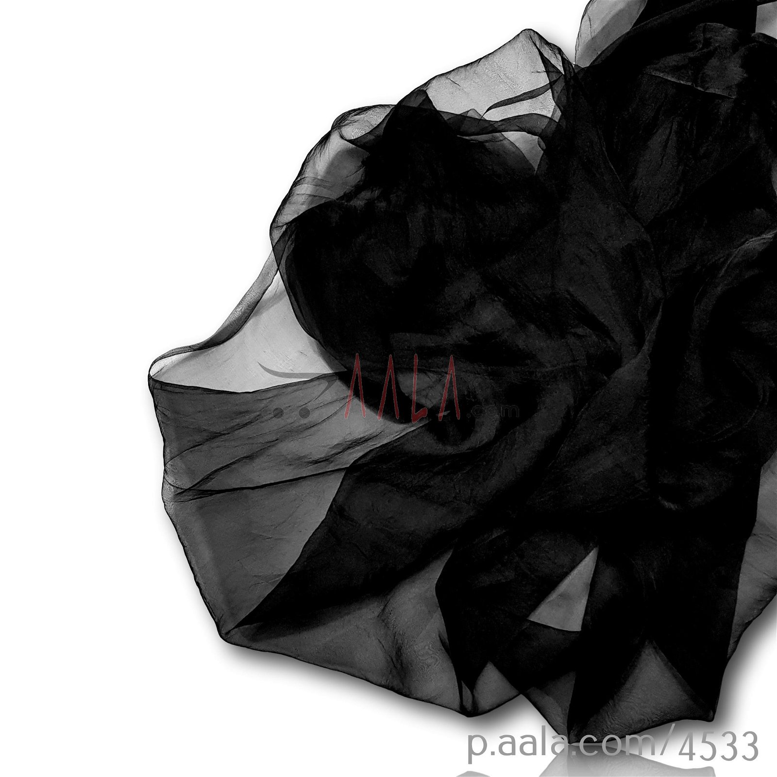 Pure Organza Silk 44 Inches Dyed Per Metre #4533/BLACK