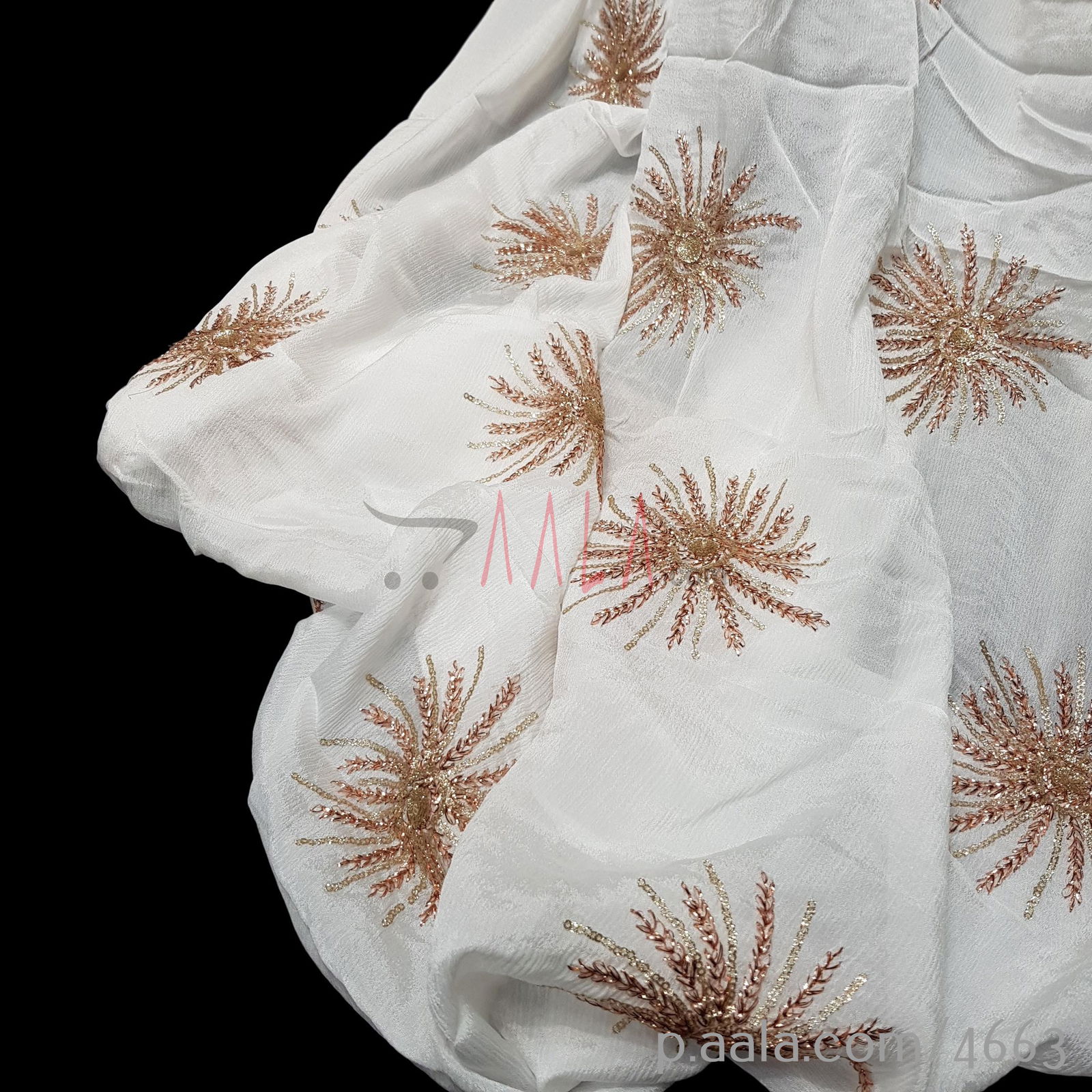 Embroidered Crepe Chiffon 44 Inches Dyeable Per Metre 