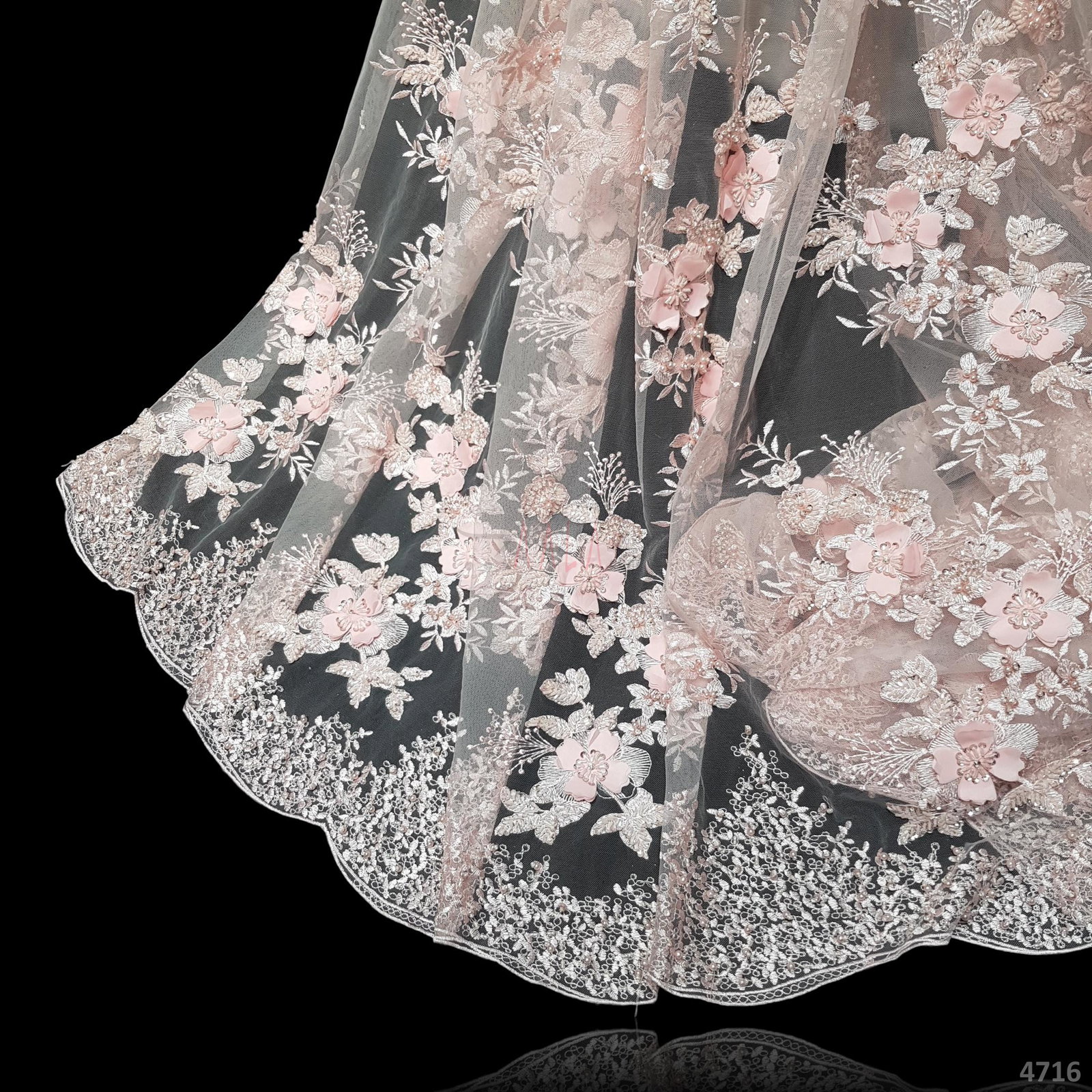 Embroidered Net Blend 52+ Inches Dyed Per Metre 