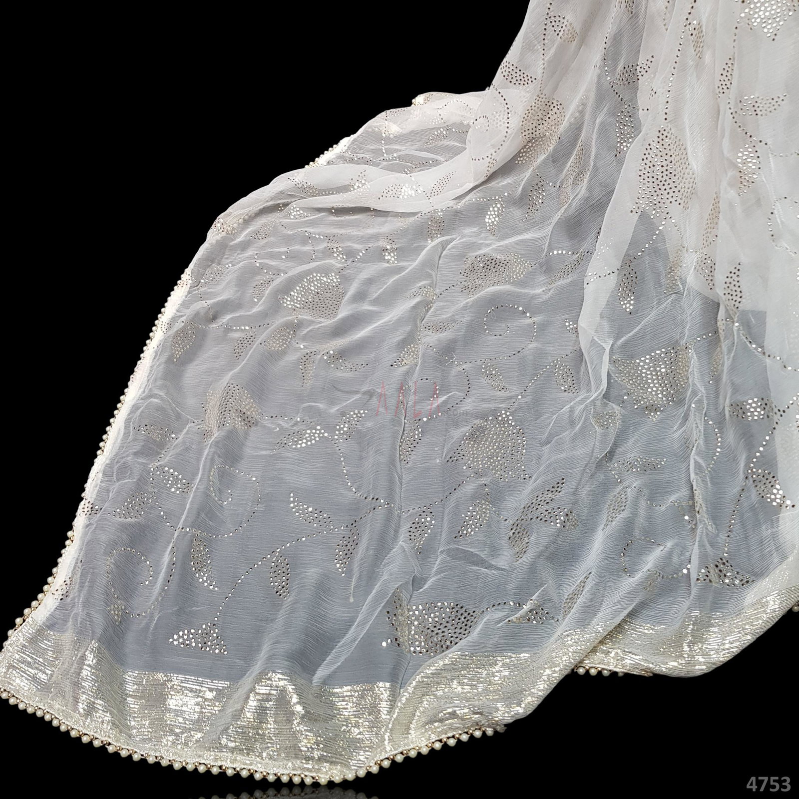 Mukaish Chiffon Viscose Dupatta 44 Inches Dyeable 2.50 Metres 