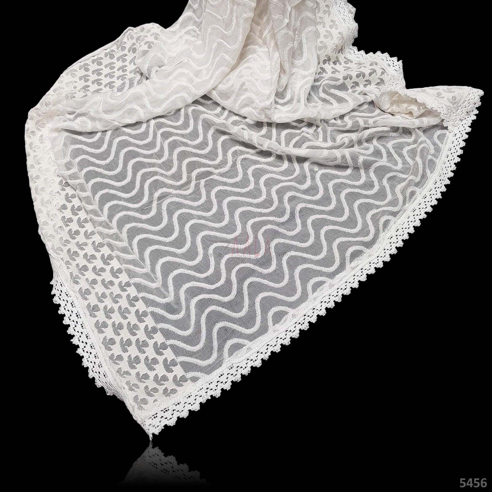 Embriodered Chiffon Dupatta 40 Inches Dyeable 2.50 Metres 