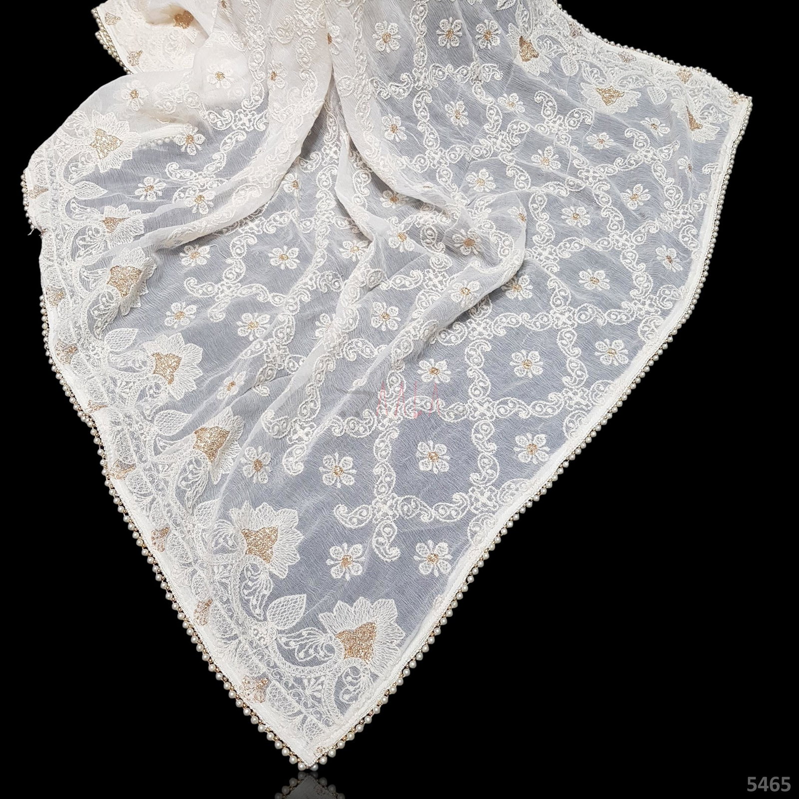 Embriodered Chiffon Dupatta 42 Inches Dyeable 2.50 Metres 