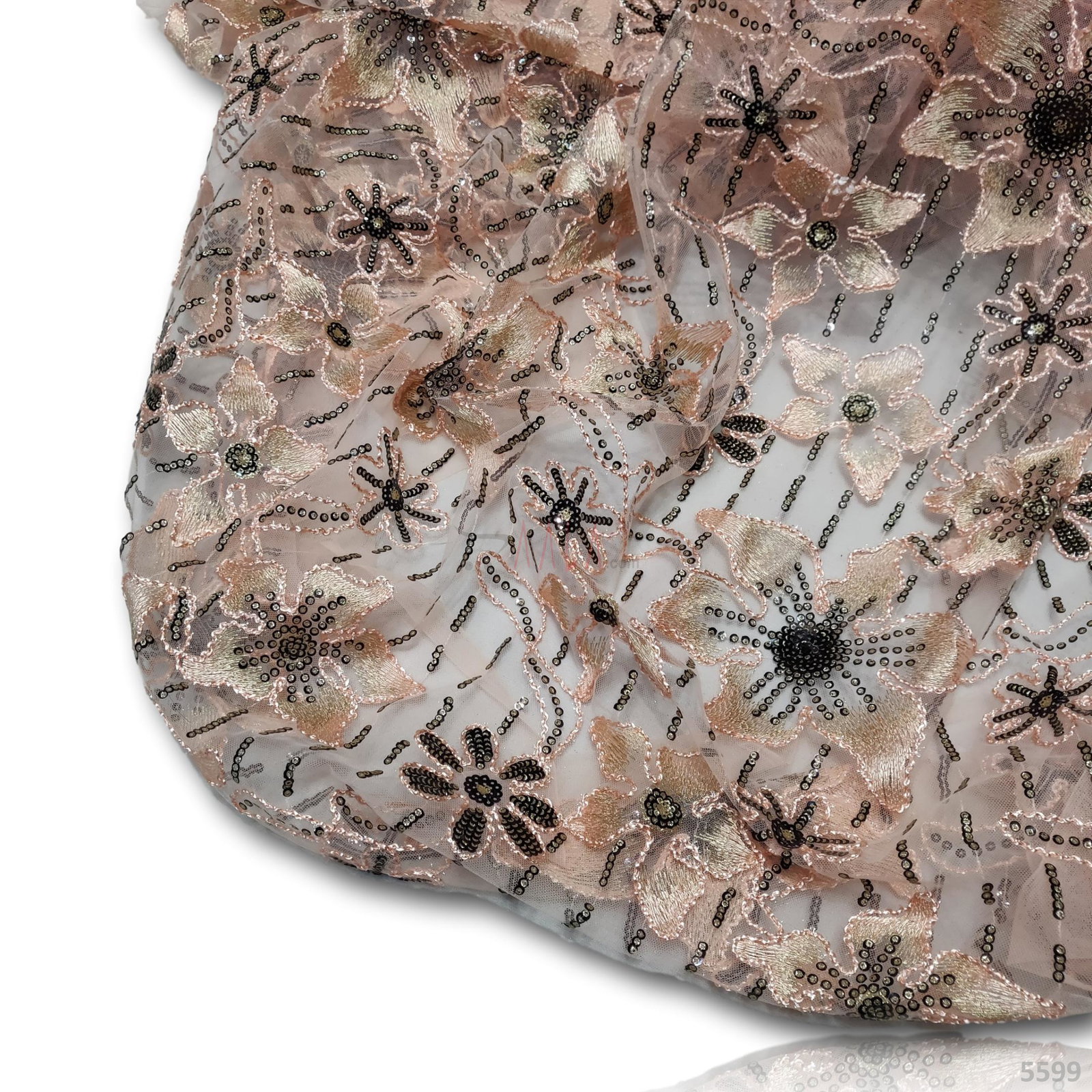 Embroidered Net 52+ Inches Dyed Per Metre 