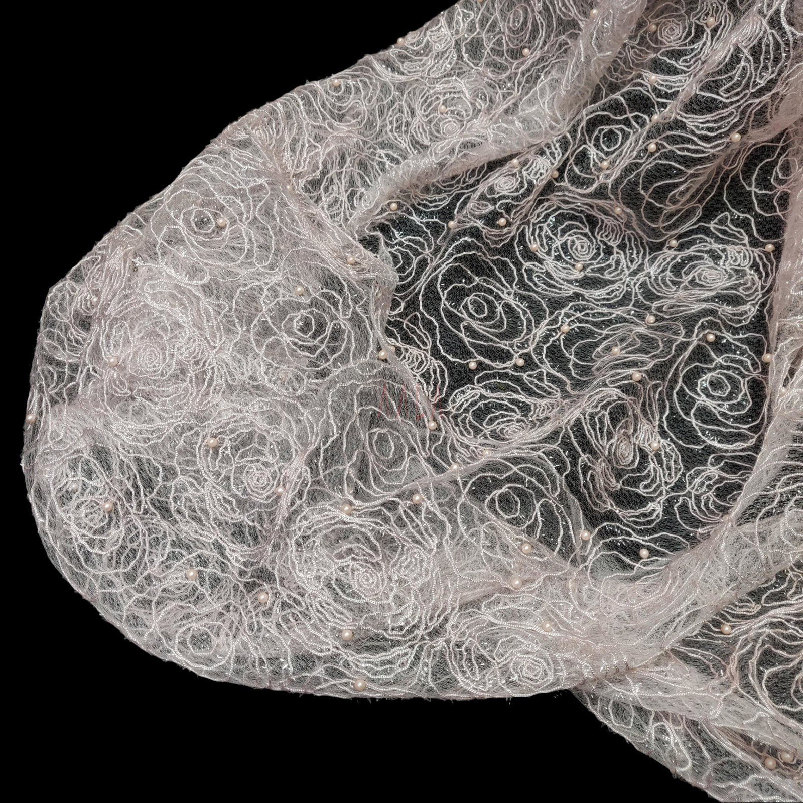 Embroidered Tulle Net 52 Inches Dyed Per Metre 