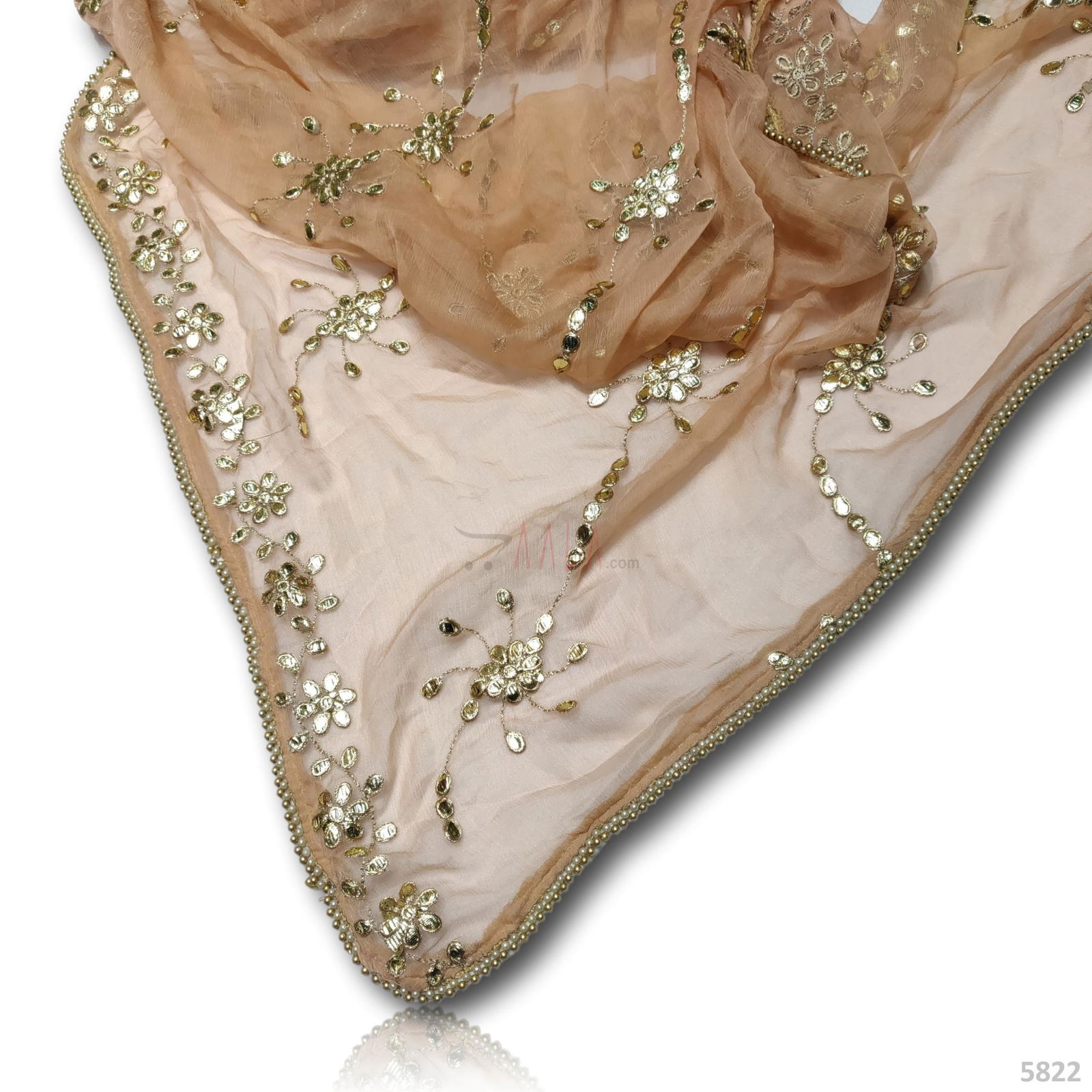 Embroidered Chiffon Dupatta 44 Inches Dyed 2.50 Metres #5822