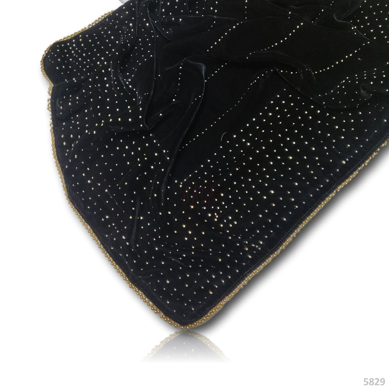 Mukaish Velvet Stole 22 Inches Dyed 2.00 Metres 