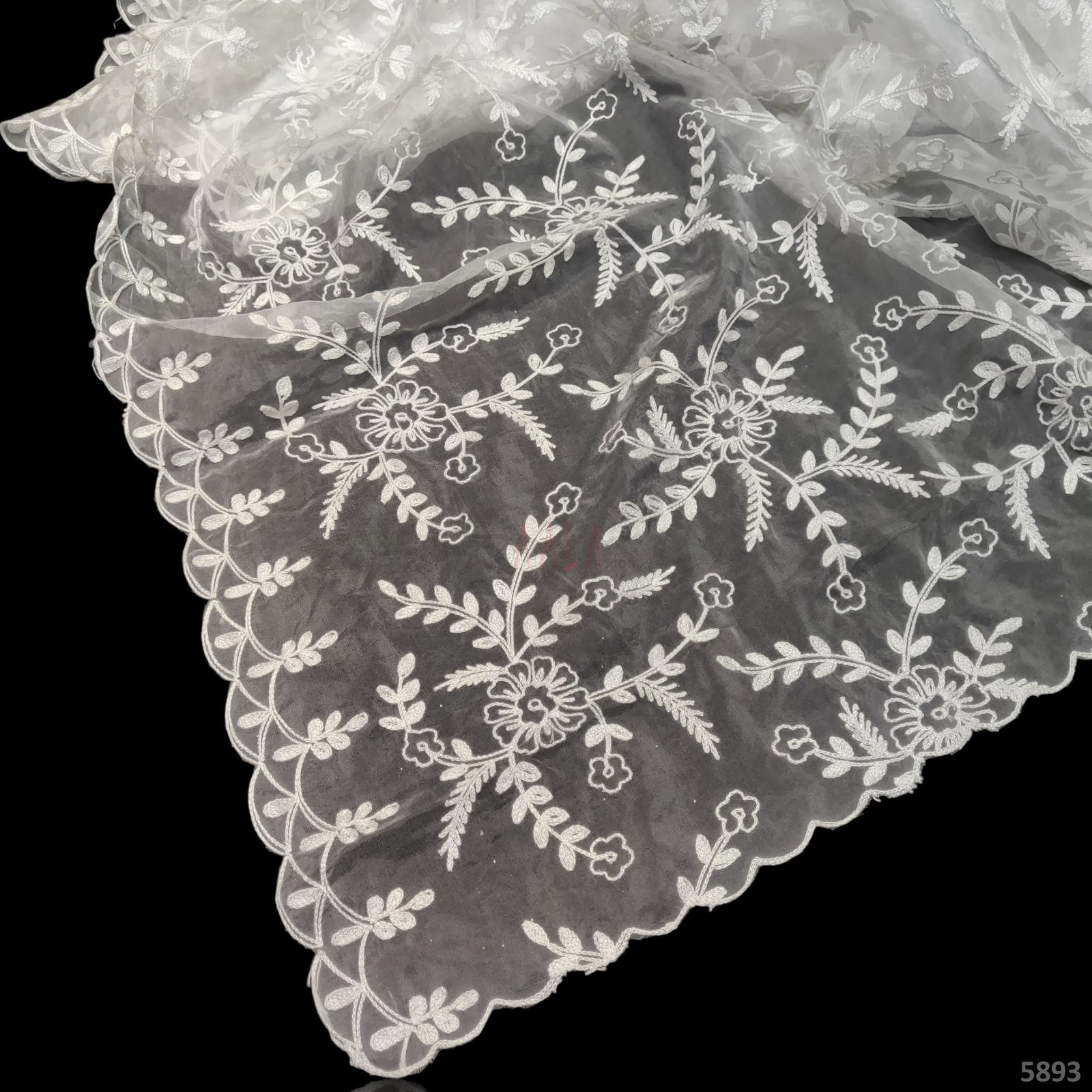 Embroidered Organza Dupatta 42 Inches Dyeable 2.25 Metres 