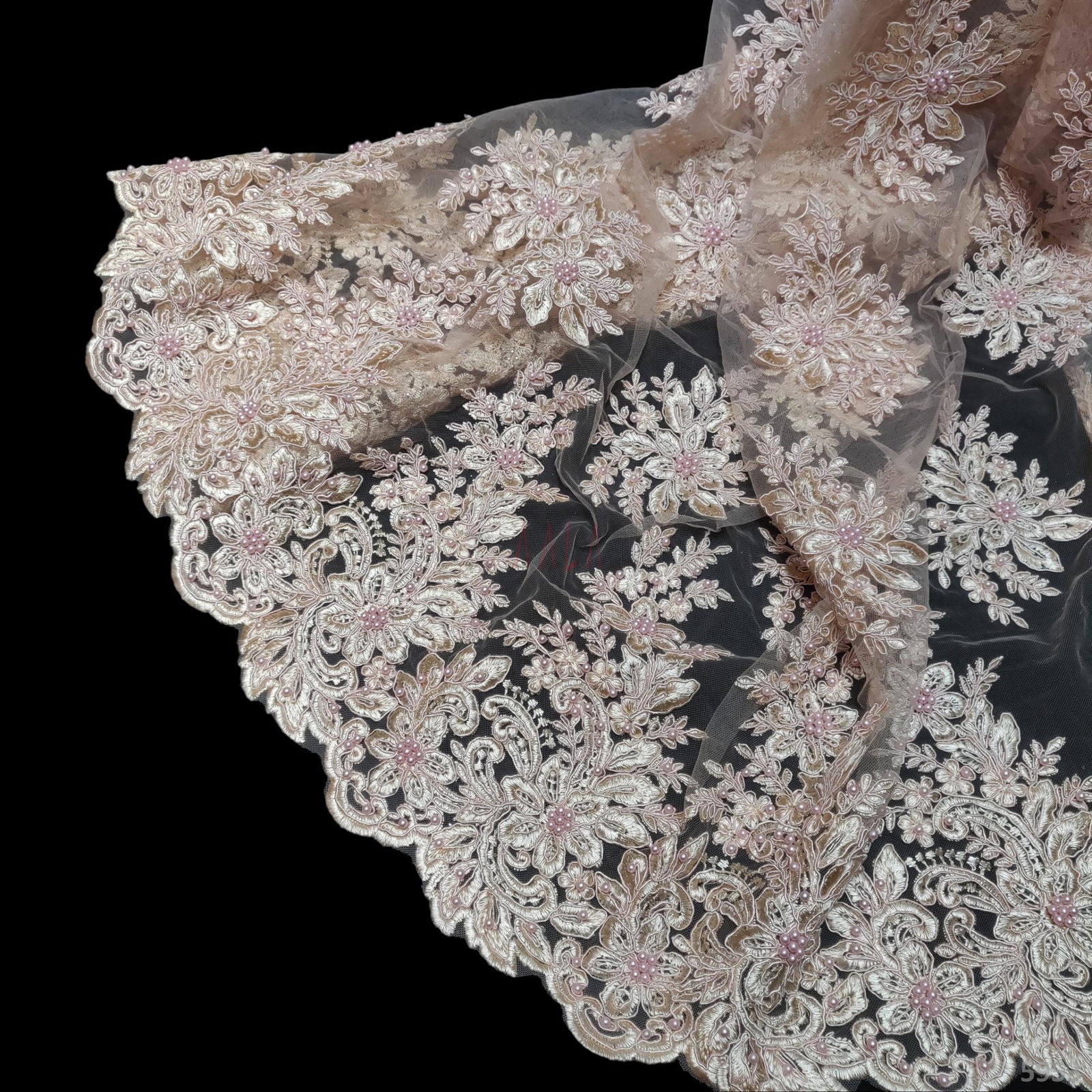 Embrioidered Tulle Net 52 Inches Dyed Per Metre 