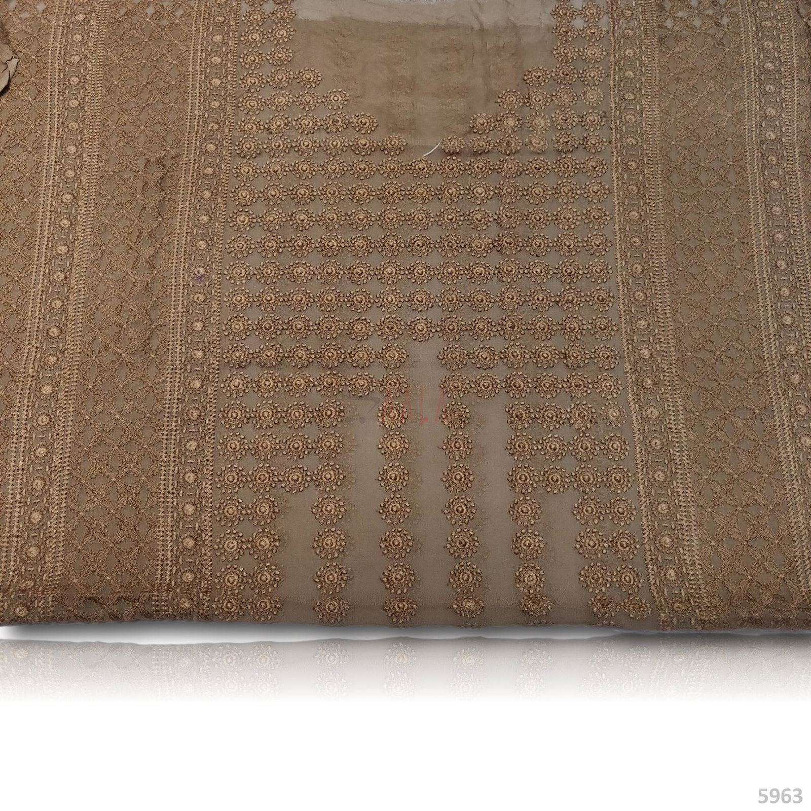 Embroidered Georgette 44 Inches BROWN 1.25 Metres 