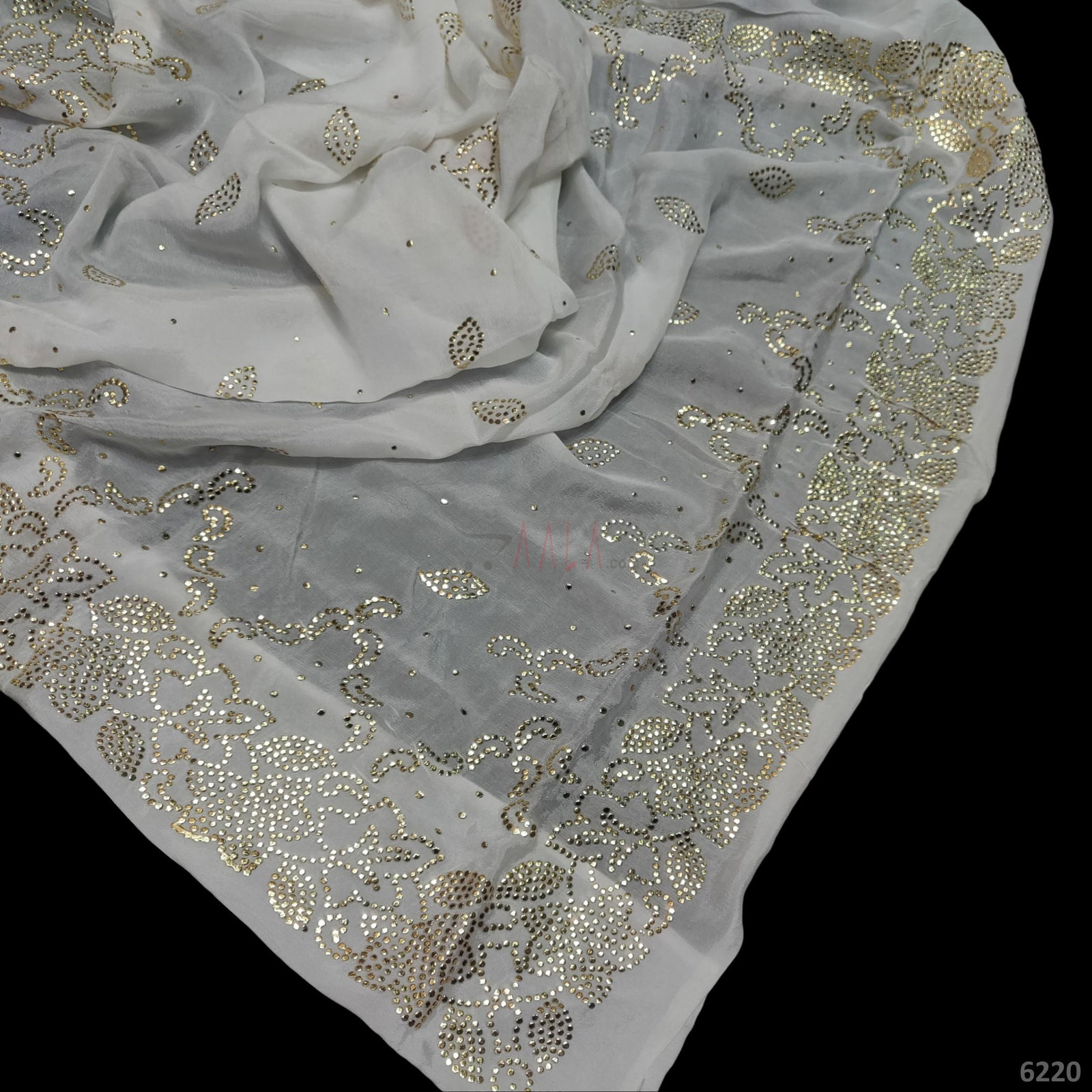 Mukaish Chinon Dupatta 42 Inches Dyeable 2.25 Metres 