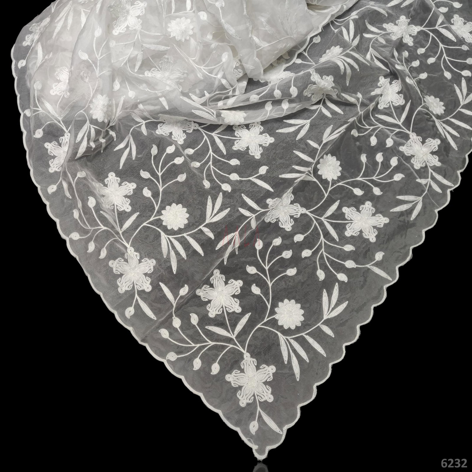 Embroidered Organza Dupatta 42 Inches Dyeable 2.25 Metres 
